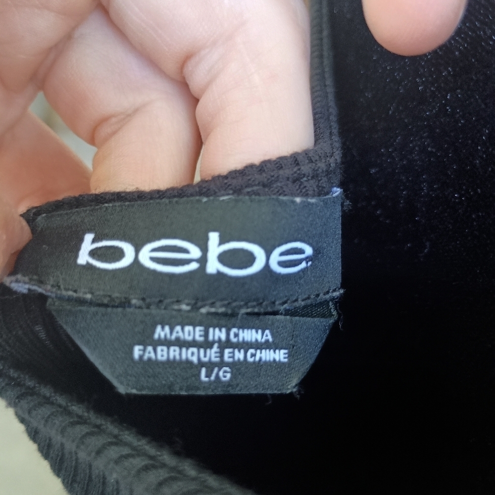 NWOT Bebe Black Midi Dress with Gold Accents_Large - Picture 7 of 8